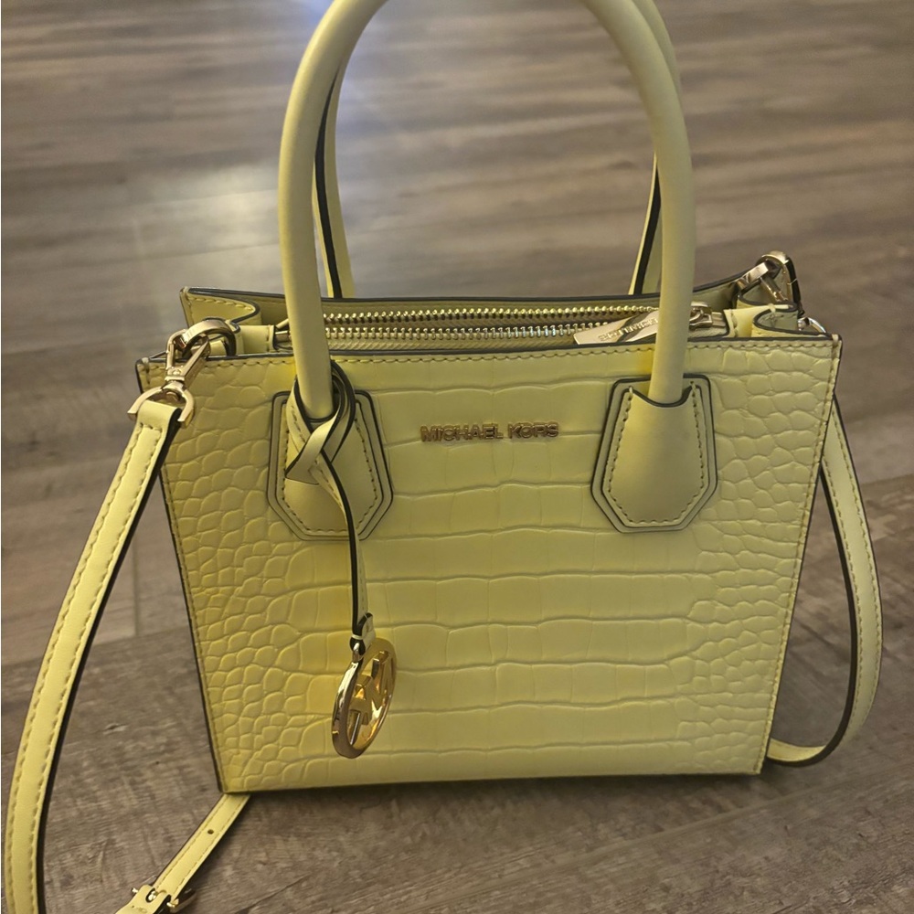 Michael Kors Lemon Croc-Embossed Satchel